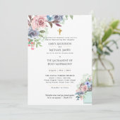 Mooie Bloemen Katholieke Huwelijksmis Bruiloft Kaart (Staand voorkant)