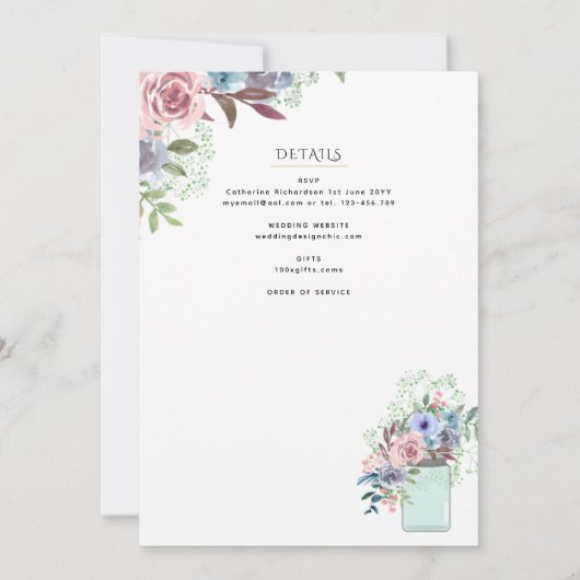 Mooie Bloemen Katholieke Huwelijksmis Bruiloft Kaart (Achterkant)