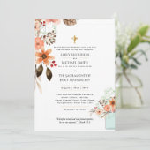 Mooie Bloemen  Katholieke Huwelijksmis Bruiloft Kaart (Staand voorkant)