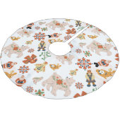 Mooie Bloemen Kerstpatroon met Kerstman Kerstboom Rok (Gekanteld)