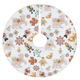 Mooie Bloemen Kerstpatroon met Kerstman Kerstboom Rok