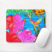 Mooie Bloemen Kolibrie Mousepad Muismat (Met muis)