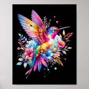 Mooie Bloemen Kolibrie Spirituele Stropdas-kleurst Poster