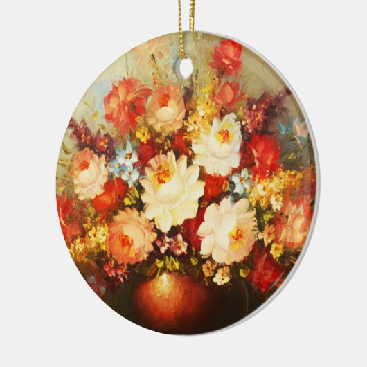 Mooie bloemen kunst keramisch ornament (Links)