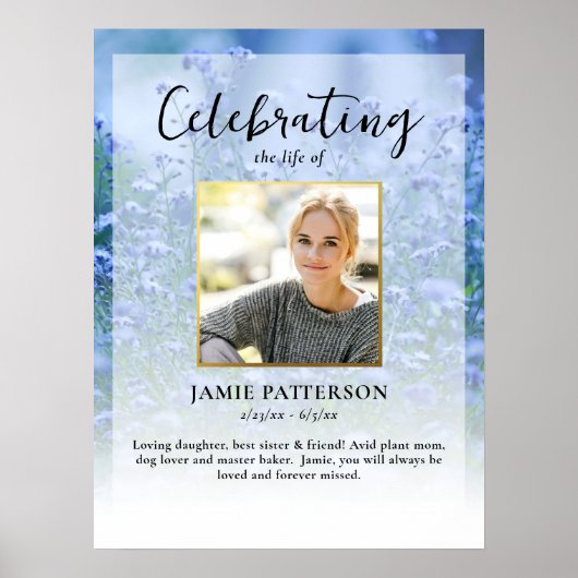 Mooie Bloemen Levensviering Foto Begrafenis Poster (Voorkant)