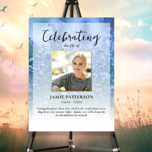 Mooie Bloemen Levensviering Foto Begrafenis Poster