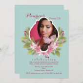 Mooie Bloemen Lijst Fotouitnodiging Kaart (Voorkant / Achterkant)