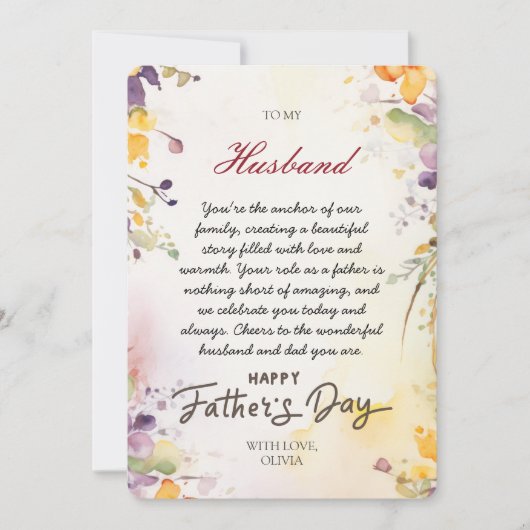 Mooie Bloemen Man Vaderdag Fotokaart Feestdagenkaart (Voorkant)