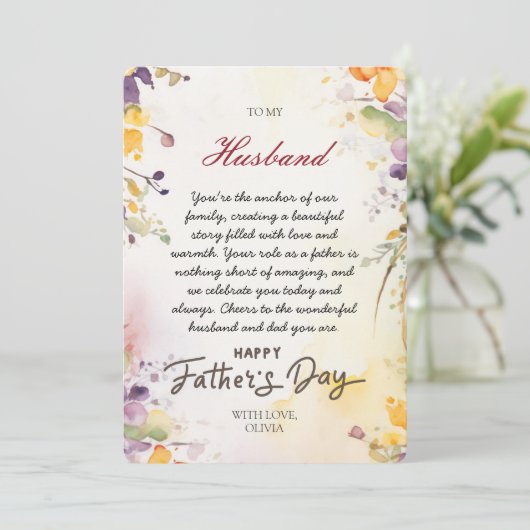 Mooie Bloemen Man Vaderdag Fotokaart Feestdagenkaart (Staand voorkant)