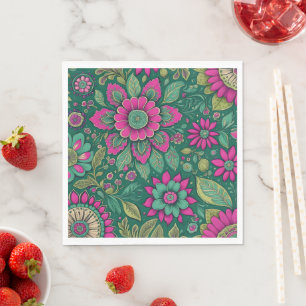 Mooie Bloemen Mandala Bloesems roze groen Servet