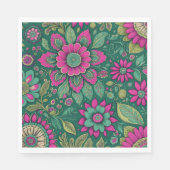 Mooie Bloemen Mandala Bloesems roze groen Servet (Voorkant)