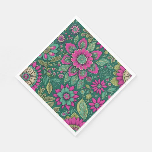 Mooie Bloemen Mandala Bloesems roze groen Servet (Hoek)