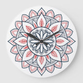 Mooie Bloemen Mandala – Kleuren & Grafische Kunst Grote Klok (Voorkant)