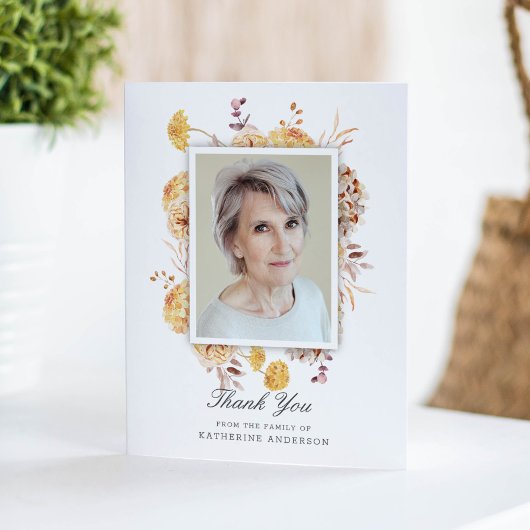 Mooie bloemen Memorial Foto bedankt uw kaart