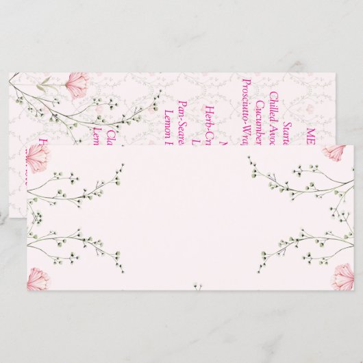 Mooie bloemen menu (Voorkant / Achterkant)