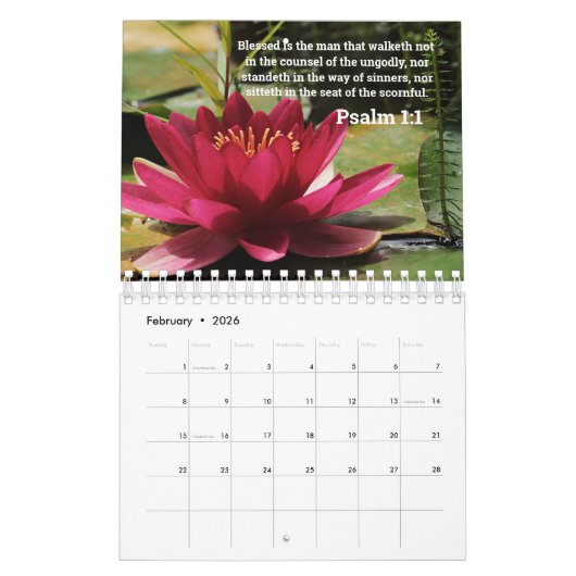 Mooie bloemen met bijbelprijzen voor elke maand kalender (Feb 2026)