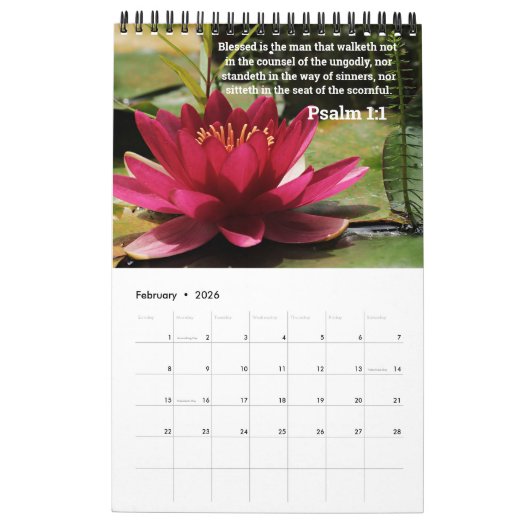 Mooie bloemen met bijbelprijzen voor elke maand kalender (Feb 2026)