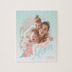 Mooie bloemen met boogfoto voor mama legpuzzel