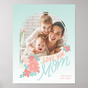 Mooie bloemen met boogfoto voor mama poster