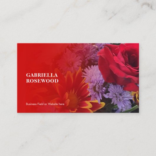 Mooie bloemen met kleurverloop rood visitekaartje (Voorkant)