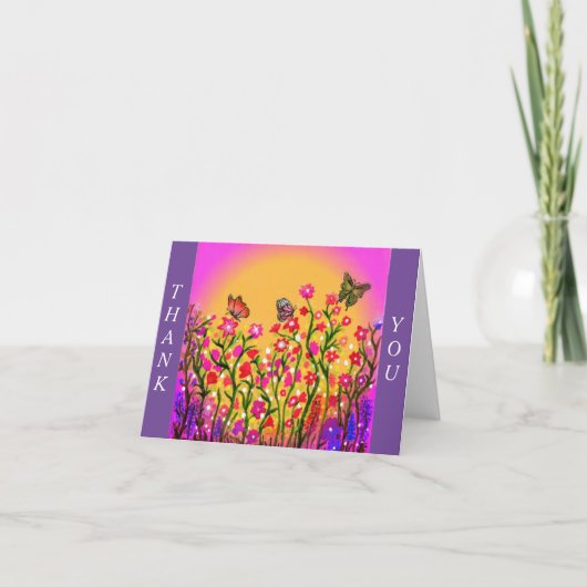 Mooie bloemen met vrienden van Butterfly Bedankkaart (Voorkant)
