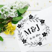 Mooie bloemen Monogrammen en datum Aangepaste trou Rubberstempel