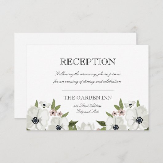 Mooie bloemen ontvangstkaart informatiekaartje (Voorkant / Achterkant)