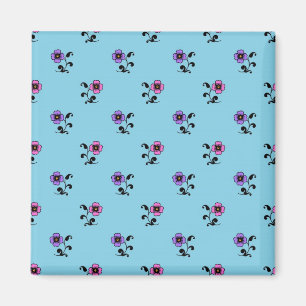 Mooie Bloemen op Blauwe Achtergrond Magneet