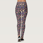Mooie bloemen op donkerbruine achtergrondpatroon leggings (Achterkant)
