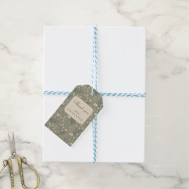 Mooie Bloemen op Saliegroene Aardetinten Cadeaulabel
