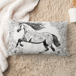 Mooie Bloemen & Paard Kleur Uw Eigen Kussen