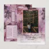 Mooie Bloemen Paarse Hart Doe Mee Script met Foto Aankondigingskaart (Voorkant / Achterkant)