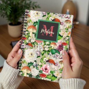 Mooie bloemen paddestoel schimmels beige tuin notitieboek