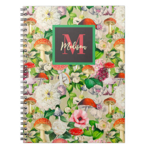 Mooie bloemen paddestoel schimmels beige tuin notitieboek