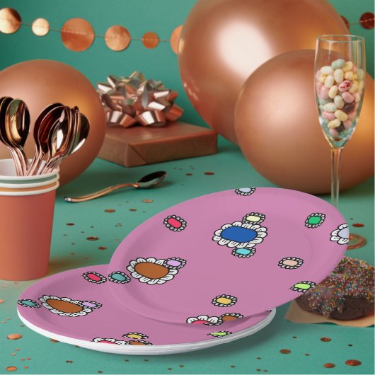 mooie bloemen papieren bordje (Multi)