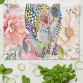 Mooie Bloemen Pastel Kat Keukenhanddoek (Gevouwen)