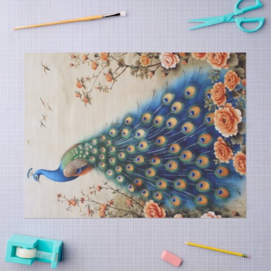 Mooie Bloemen Pauw Decoupage Tissuepapier (Craft)