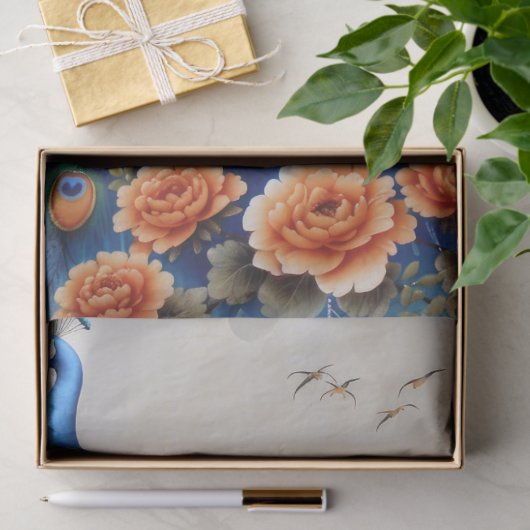 Mooie Bloemen Pauw Decoupage Tissuepapier (Geschenk)