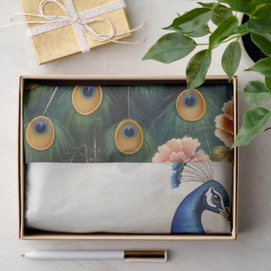 Mooie Bloemen Pauw Decoupage Tissuepapier (Geschenk)