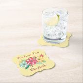 Mooie bloemen personaliseren we houden van je kartonnen onderzetters (Insitu)