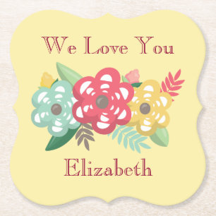 Mooie bloemen personaliseren we houden van je kartonnen onderzetters