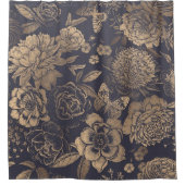 Mooie bloemen pinda's, rozen en vlinders. douchegordijn (Voorkant)