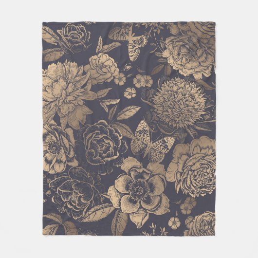 Mooie bloemen pinda's, rozen en vlinders. fleece deken (Voorkant)
