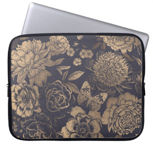 Mooie bloemen pinda's, rozen en vlinders. laptop sleeve