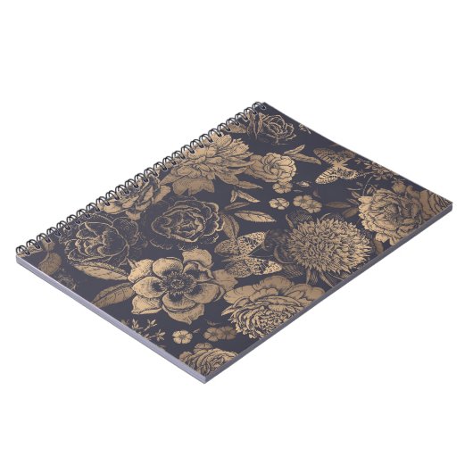 Mooie bloemen pinda's, rozen en vlinders. notitieboek (Linkerzijde)