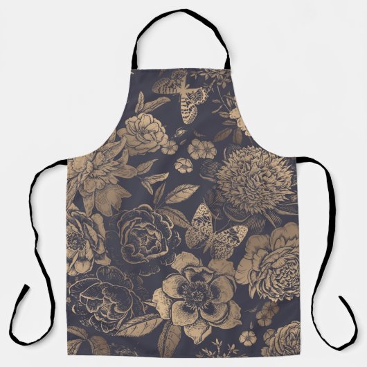Mooie bloemen pinda's, rozen en vlinders. schort (Voorkant)