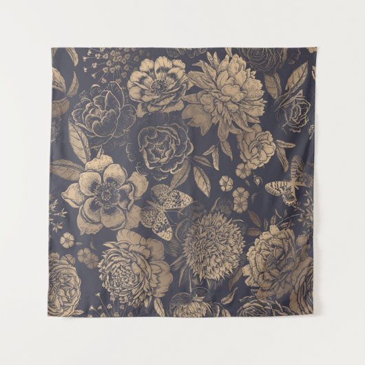 Mooie bloemen pinda's, rozen en vlinders. wandkleed (Voorkant (horizontaal))