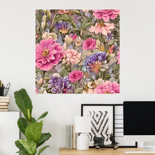 Mooie  bloemen poster (Thuiskantoor)
