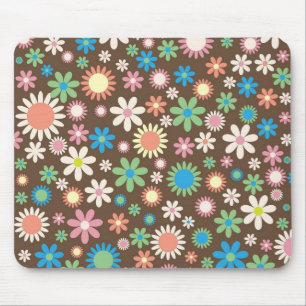 Mooie Bloemen Power Patroon Bruin Muismat