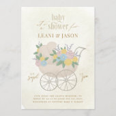 Mooie Bloemen Pram Rustieke Bloemen Baby shower Kaart (Voorkant)
